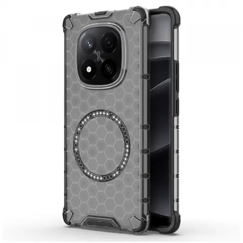 Husa MagSafe pentru Xiaomi Redmi Note 14 Pro+ 5G, Techsuit, HoneyComb Shield (Negru/Transparent)
