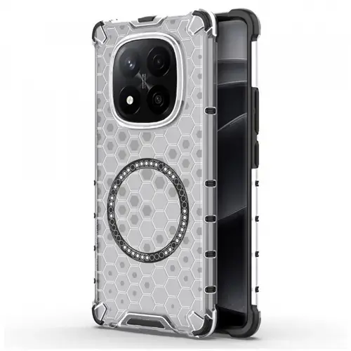 Husa MagSafe pentru Xiaomi Redmi Note 14 Pro+ 5G, Techsuit, HoneyComb Shield (Transparent/Negru)