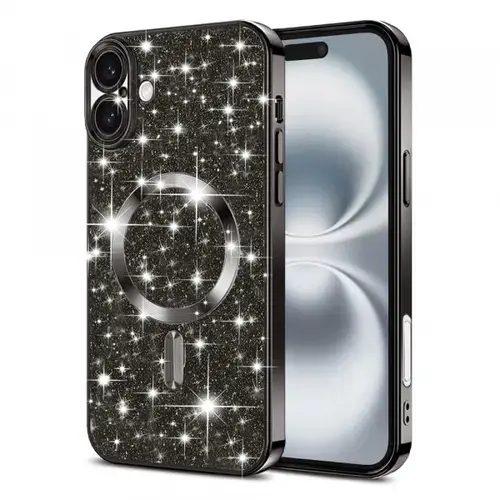 Husa MagSafe pentru Apple iPhone 16 Plus Techsuit Luxury Glitter (Negru)