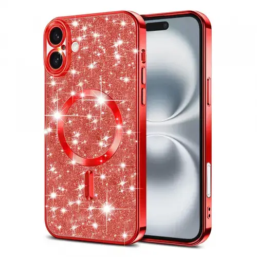 Husa MagSafe pentru Apple iPhone 16 Plus Techsuit Luxury Glitter (Rosu)