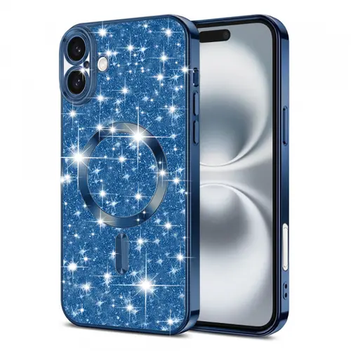 Husa MagSafe pentru Apple iPhone 16 Plus Techsuit Luxury Glitter (Albastru)