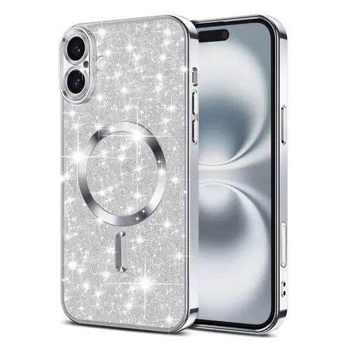 Husa MagSafe pentru Apple iPhone 16 Plus, Techsuit Luxury Glitter (Argintiu)
