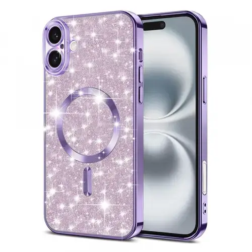 Husa MagSafe pentru Apple iPhone 16 Plus Techsuit Luxury Glitter (Mov)