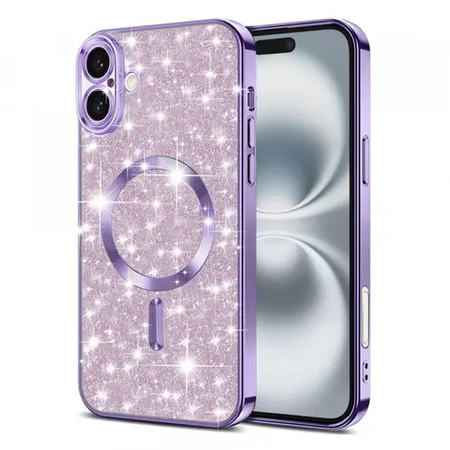 Husa MagSafe pentru Apple iPhone 16 Plus Techsuit Luxury Glitter (Mov)