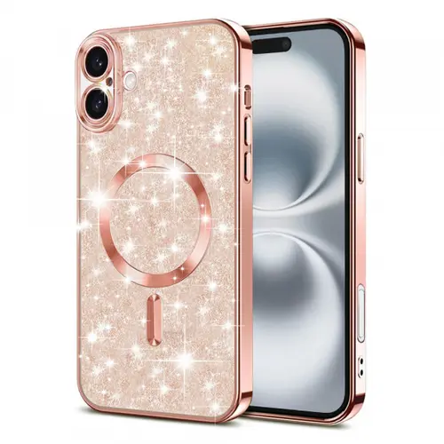 Husa MagSafe pentru Apple iPhone 16 Plus Techsuit Luxury Glitter (Roz)