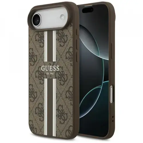 Husa MagSafe pentru Apple iPhone Air, Guess, 4G Printed Stripes (Maro)