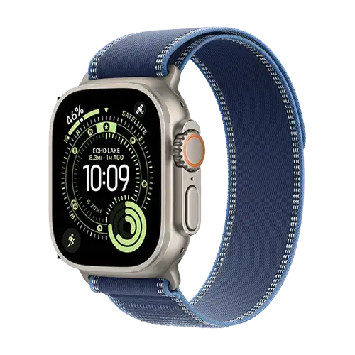 Smartwatch Apple Watch Ultra 3, 49mm, GPS + Cellular, Ecran Retina LTPO OLED, Chip S10 cu Procesor Dual-Core, 64GB Flash, Wi-Fi, Bluetooth, NFC, Trail Loop M/L (Albastru)