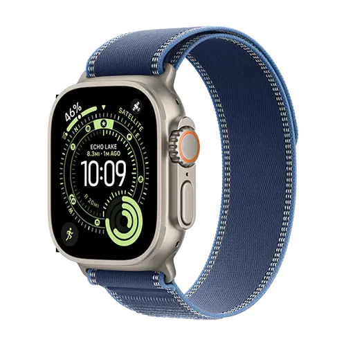 Smartwatch Apple Watch Ultra 3, 49mm, GPS + Cellular, Ecran Retina LTPO OLED, Chip S10 cu Procesor Dual-Core, 64GB Flash, Wi-Fi, Bluetooth, NFC, Trail Loop M/L (Albastru)