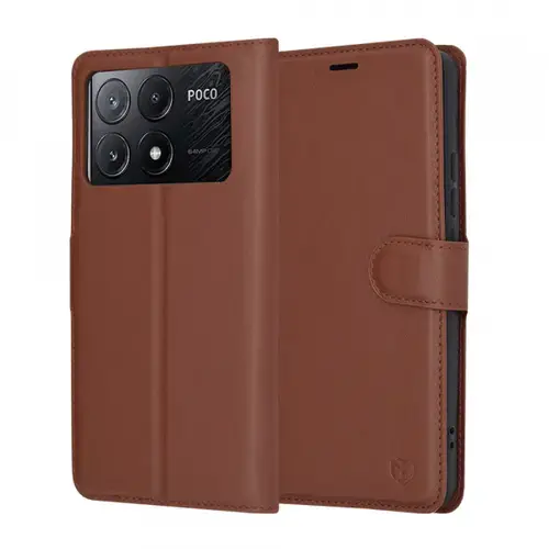 Husa pentru Xiaomi Poco X6 Pro, Techsuit Leather Folio (Maro)