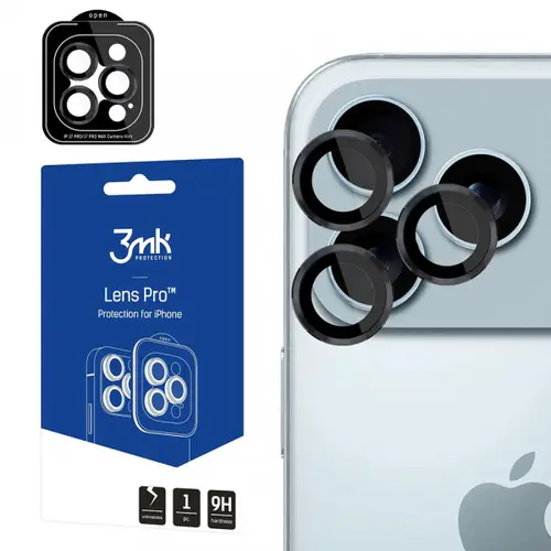Folie de protectie Camera Spate 3MK Protection Pro pentru Apple iPhone 17 Pro Max / 17 Pro, Sticla Securizata
