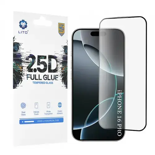 Folie de protectie Ecran Lito pentru Apple iPhone 17 / 16 Pro, Sticla Securizata, Full Glue, 2.5D