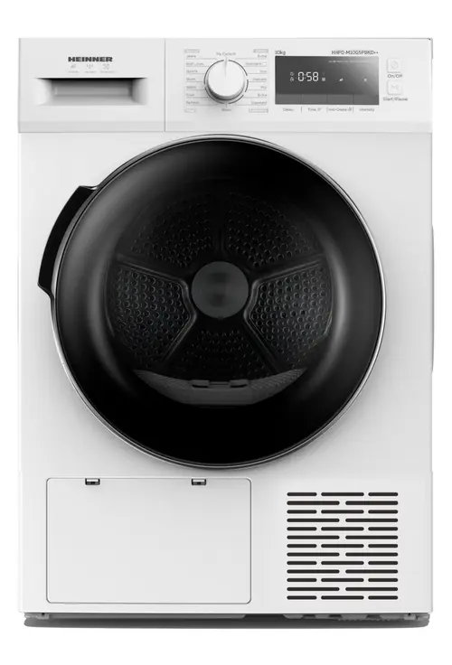 Uscator de rufe HEINNER HHPD-M10G5PBKD++, Pompa de caldura, 10 kg, Clasa D, 16 programe, Lumina cuva, Functie Anti-Sifonare (Alb)