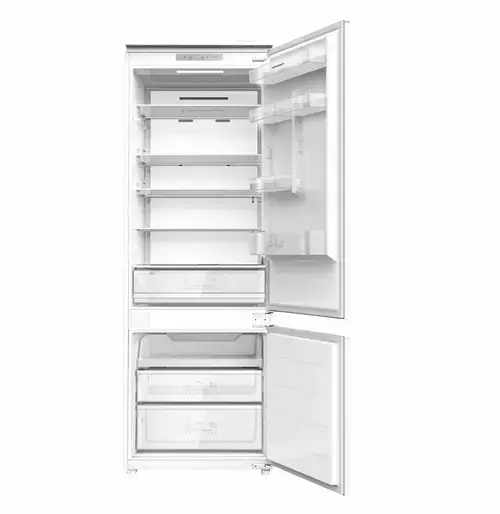 Combina frigorifica incorporabila HEINNER HCNF-BIM403INVD, 403 l, Clasa D, No Frost, Display LED, Super racire si congelare, Lumina LED, H 195.3 cm (Alb)