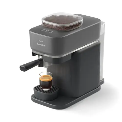 Espressor semi-automat Philips Baristina BAR300/60, 1550 W, Rezervor apa 1.2 l, Rasnita incorporata, Recipient boabe 170 gr, Portafiltru negru (Negru)