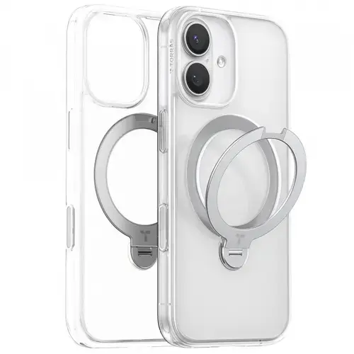 Husa MagSafe pentru Apple iPhone 17 Torras Ostand Spin (Transparent)