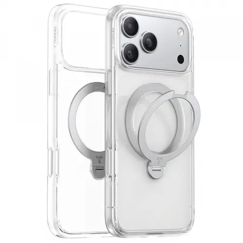 Husa MagSafe pentru Apple iPhone 17 Pro Torras Ostand Spin (Transparent)