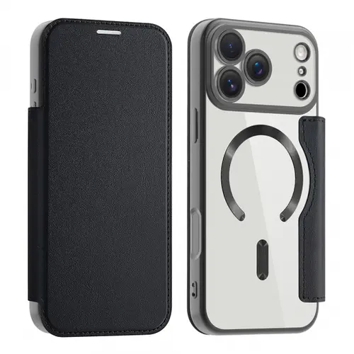 Husa MagSafe pentru Apple iPhone 17 Pro, Techsuit SmartMag Book (Negru)