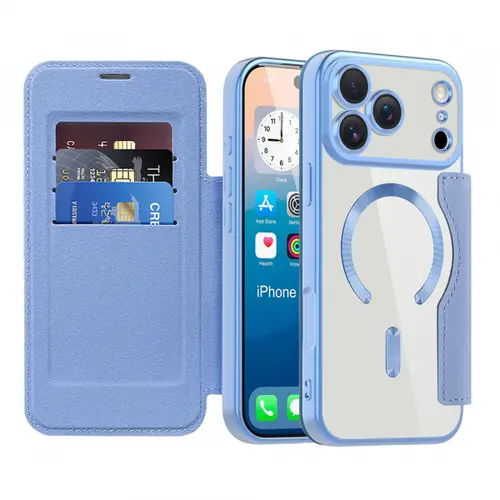 Husa MagSafe pentru Apple iPhone 17 Pro Techsuit SmartMag Book (Albastru)
