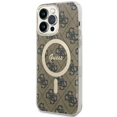 Husa Protectie Spate Guess 4G MagSafe pentru Apple iPhone 15 Pro Max (Maro)