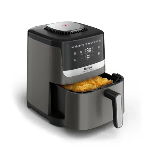 Friteuza cu aer cald Tefal Easy Fry Silence EY551HE0, 1670 W, 5l, 10 programe presetate, Ecran LCD, Termostat reglabil (Gri)