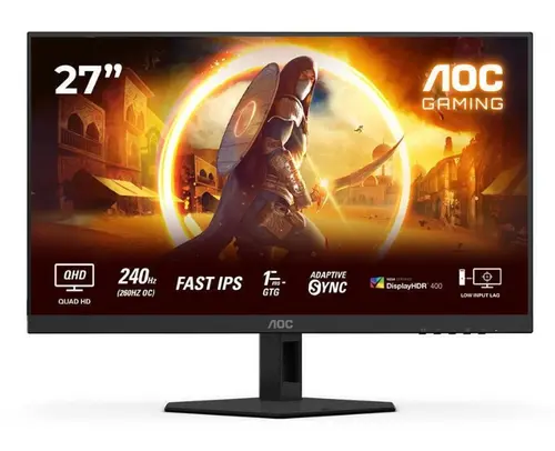 Monitor Gaming Fast IPS LED AOC 27inch Q27G4ZR, QHD (2560 x 1440), HDMI, DisplayPort, Pivot, 160 Hz, 0.3 ms (Negru)