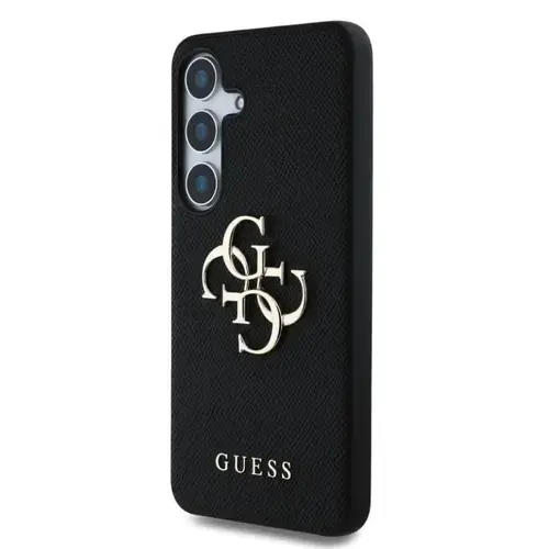 Husa Protectie Spate Guess PU Grained 4G Metal Logo pentru Samsung Galaxy S25 (Negru)