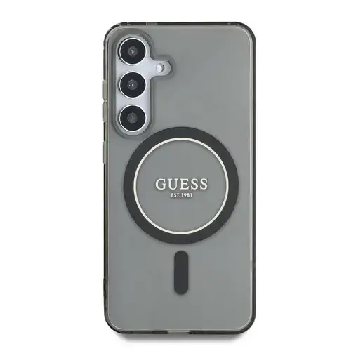 Husa Protectie Spate Glitter Circle Classic Logo MagSafe pentru Samsung Galaxy S25 (Negru)