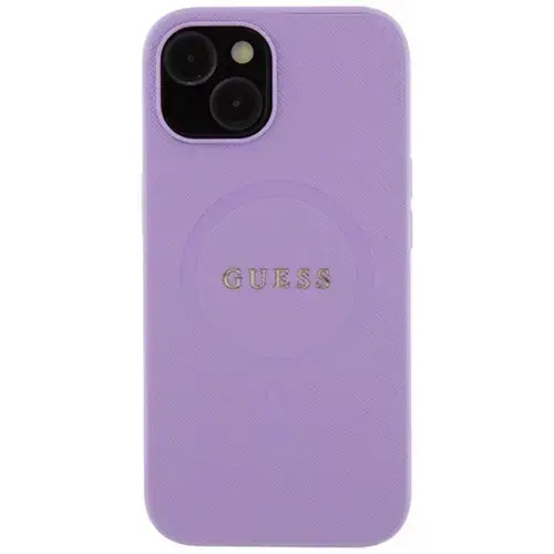 Husa Protectie Spate Guess Saffiano MagSafe pentru Apple iPhone 15 (Mov)