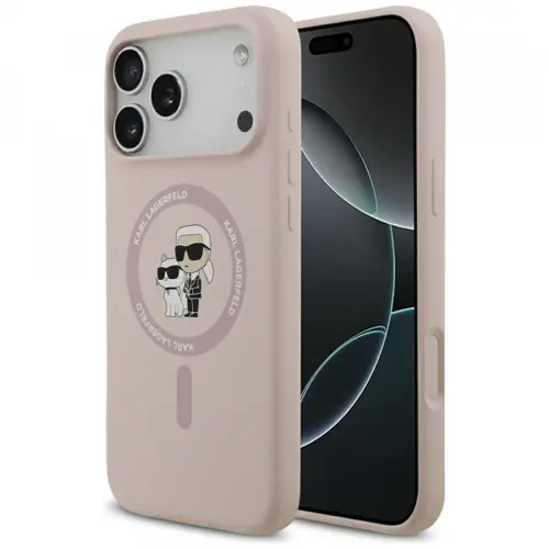 Husa MagSafe pentru Apple iPhone 17 Pro Max, Karl Lagerfeld, Ring Karl&Choupette (Roz)