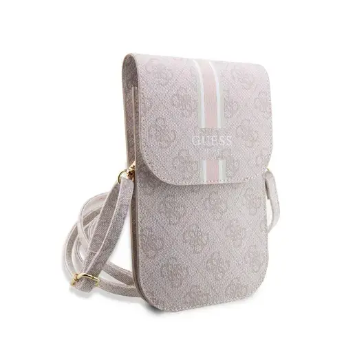 Geanta pentru Telefon Guess PU 4G Printed Stripes, Piele Eco, Universal (Roz)