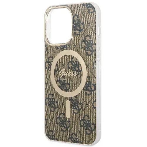 Husa Protectie Spate Guess 4G MagSafe Apple iPhone 15 Pro (Maro)