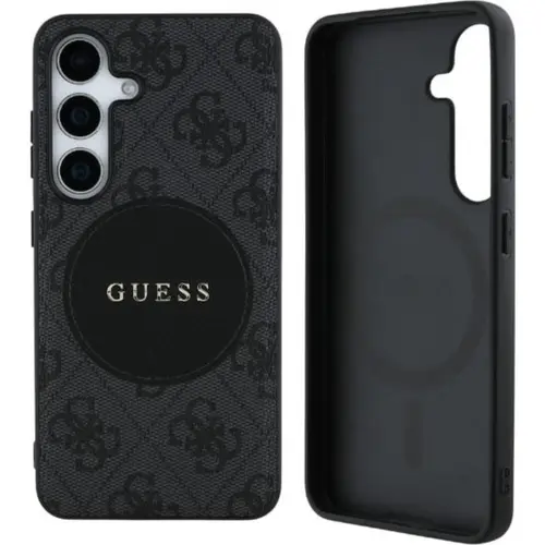 Husa Protectie Spate Guess 4G Round Patch Classic Logo MagSafe pentru Samsung Galaxy S25 Plus (Negru)