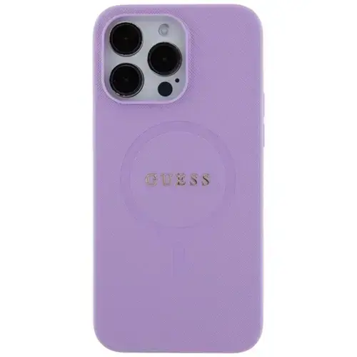 Husa Protectie Spate Guess Saffiano MagSafe pentru Apple iPhone 15 Pro Max (Mov)