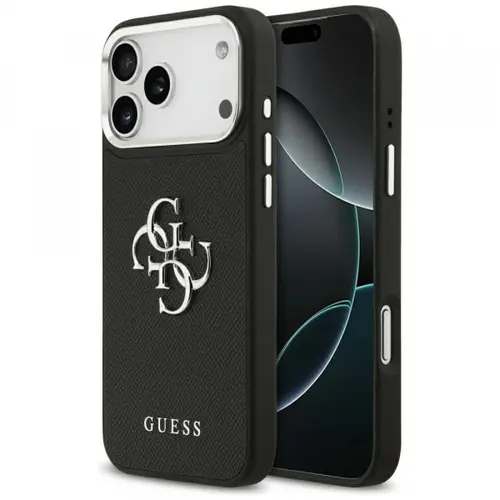 Husa pentru Apple iPhone 17 Pro Max, Guess 4G Grained Big and Classic Logo (Negru)