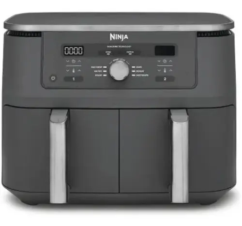 Friteuza cu aer cald Ninja Foodi Pro DualZone DZ400, 9.5 L, 6 functii (Gri)