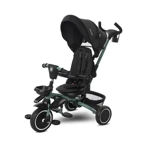 Tricicleta pentru copii Lorellit Freccia, multifunctionala, pliabila, sezut rotativ 360 grade, Verde/Negru
