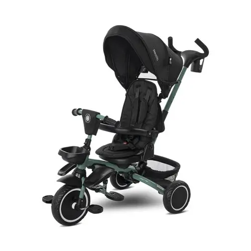 Tricicleta pentru copii Lorellit Freccia, multifunctionala, pliabila, sezut rotativ 360 grade, Verde/Negru