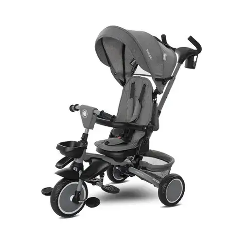 Tricicleta pentru copii Lorellit Freccia, multifunctionala, pliabila, sezut rotativ 360 grade, Gri/Negru