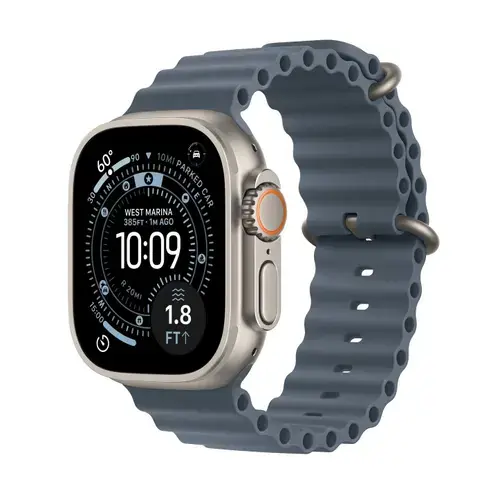 Smartwatch Apple Watch Ultra 3, 49mm, GPS + Cellular, Ecran Retina LTPO OLED, Chip S10 cu Procesor Dual-Core, 64GB Flash, Wi-Fi, Bluetooth, NFC, Ocean Band (Argintiu)