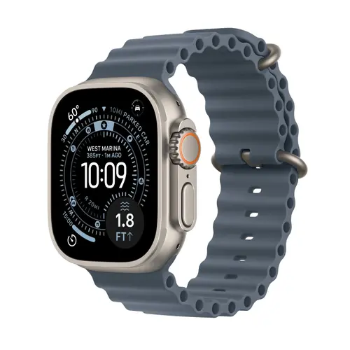 Smartwatch Apple Watch Ultra 3, 49mm, GPS + Cellular, Ecran Retina LTPO OLED, Chip S10 cu Procesor Dual-Core, 64GB Flash, Wi-Fi, Bluetooth, NFC, Ocean Band (Argintiu)