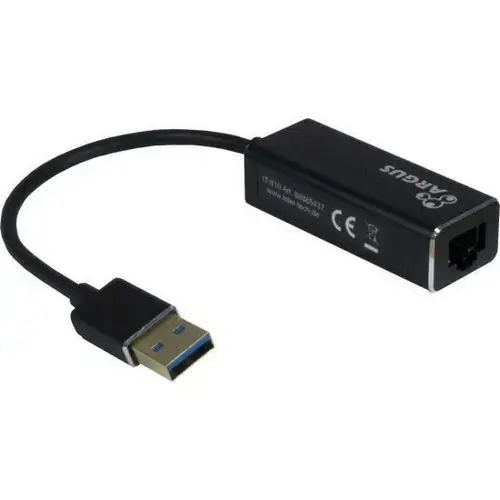 Placa Retea Inter-Tech Argus IT-810, USB 3.0, Gigabit  (Negru)