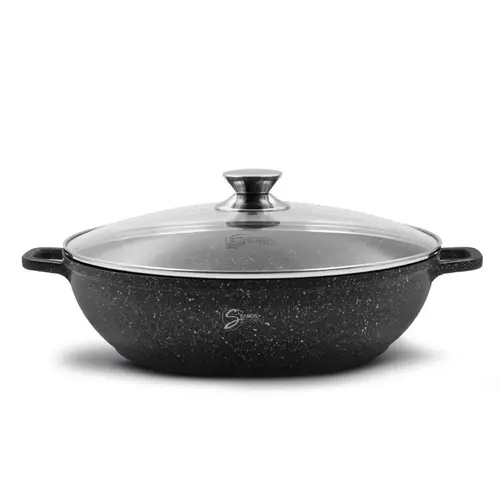 Cratita cu capac Samus TOL321-CC, 32cm, Aluminiu turnat, 5.5 L (Negru)