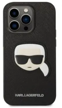 Husa Protectie Spate Karl Lagerfeld Saffiano pentru iPhone 14 Pro (Negru)