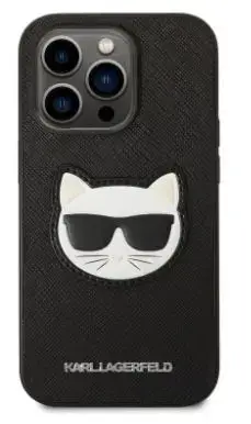 Husa Protectie Spate Karl Lagerfeld Saffiano Choupette Head pentru iPhone 14 Pro Max (Negru)
