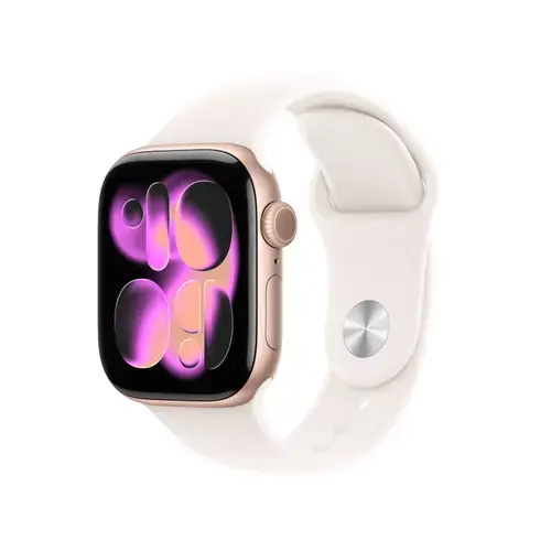 Smartwatch Apple Watch 11, GPS + Cellular, 42mm, Ecran Retina LTPO OLED, Chip S10 cu Procesor Dual-Core, 64GB Flash, Wi-Fi, Bluetooth, Carcasa Aluminiu, Curea Sport Band S/M (Auriu)