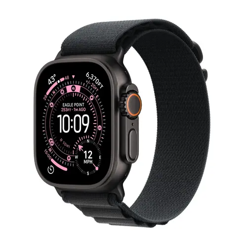 Smartwatch Apple Watch Ultra 3, 49mm, GPS + Cellular, Ecran Retina LTPO OLED, Chip S10 cu Procesor Dual-Core, 64GB Flash, Wi-Fi, Bluetooth, NFC, Alpine Loop Large (Negru)