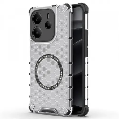 Husa MagSafe pentru Xiaomi Redmi Note 14 4G (Regional), Techsuit, HoneyComb Shield, Alba