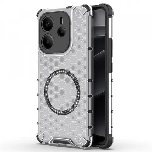 Husa MagSafe pentru Xiaomi Redmi Note 14 4G (Regional), Techsuit, HoneyComb Shield, Alba