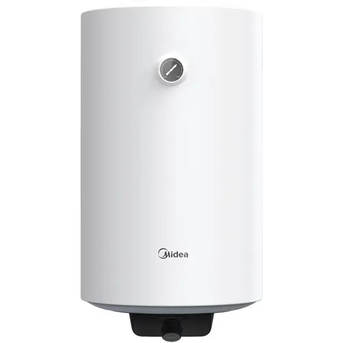 Boiler electric Midea D50-15FG, seria Lume, model cilindric, volum 50L, control mecanic, Supapa de siguranta de reducere a presiunii, protectie la supraincalzire (Alb)
