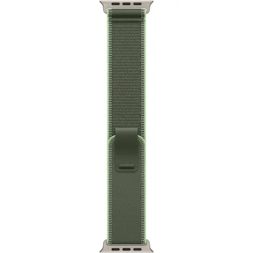 Curea Smartwatch Apple MFT44ZM/A pentru Watch 49mm, Trail Loop - S/M - Natural Titanium Finish (Verde)